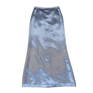 Y2K Vintage Long Formal Satin Straight Maxi Skirt Blue Size XS